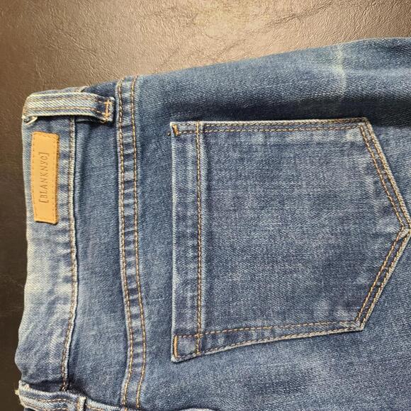 BLANKNYC Blue Denim Embroidered Raw Hem Skinny Jeans Women Size 26 - Picture 7 of 12